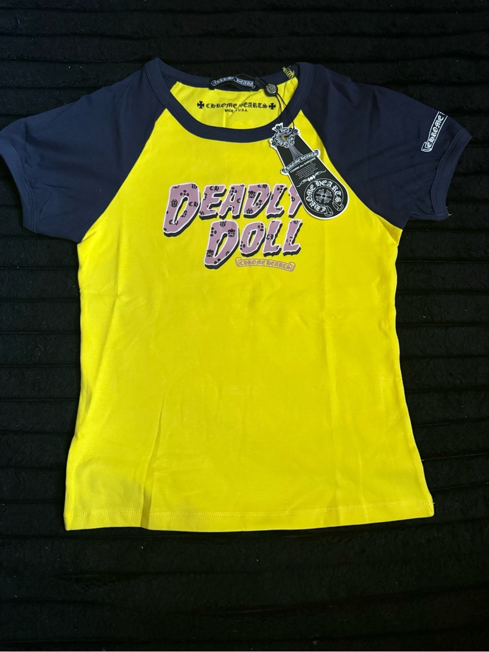 Raglan Short Sleeve Tee - Yellow & Navy
